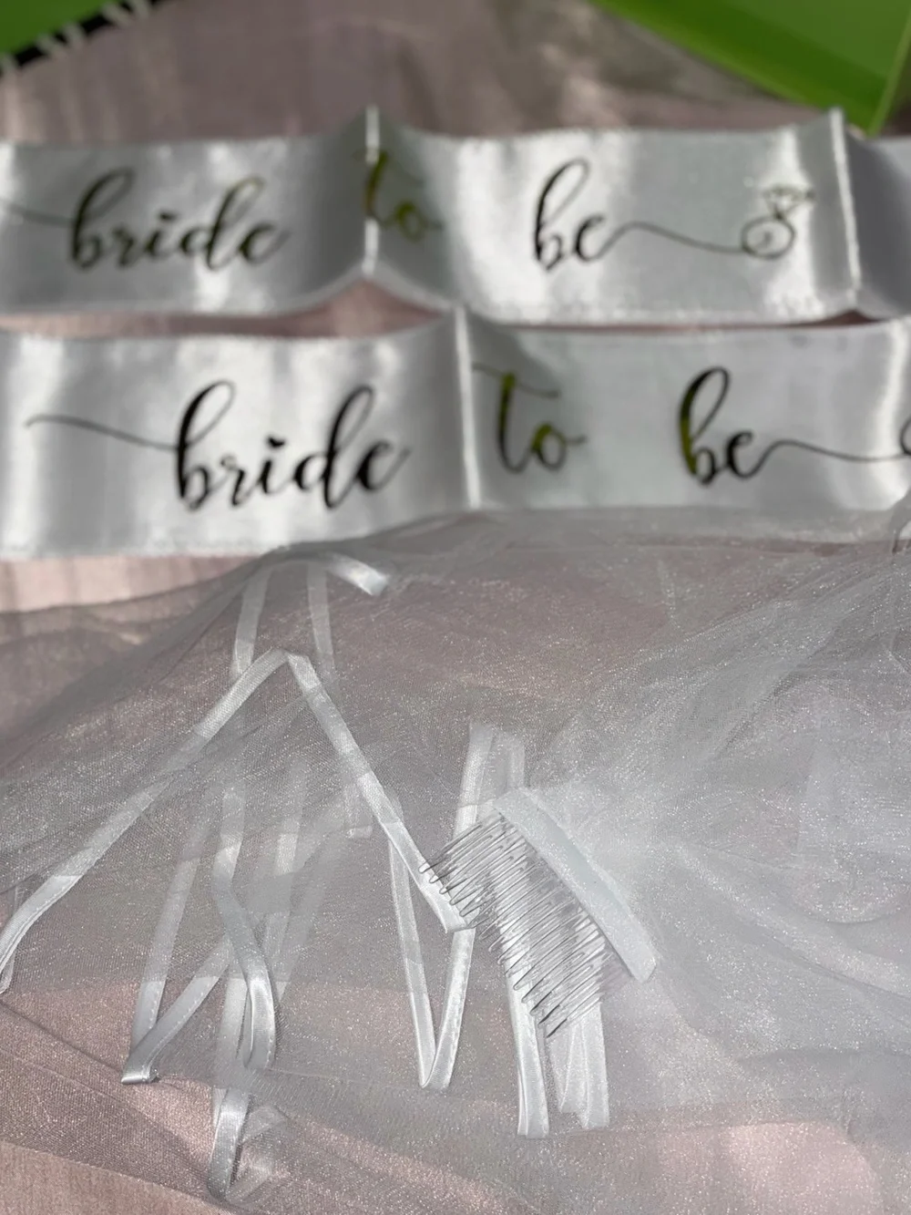 Bride to Be Satin Sash and Veil Set Balloon set